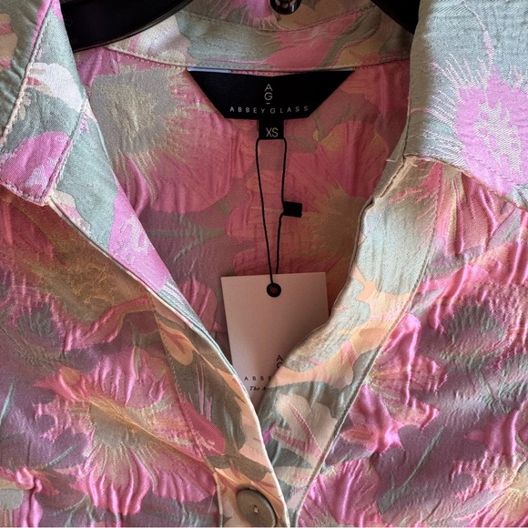 NWT Abbey Glass Piper Jacquard Floral Print V-Neck 34 Sleeve Caftan Mini Dress - Picture 13 of 15